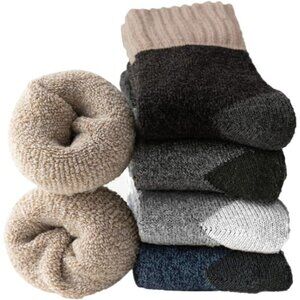 Stiching Warm Wool Socks for Men 5 Pairs Thick Thermal Winter Boot Socks 7 12